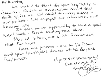 Thank you note