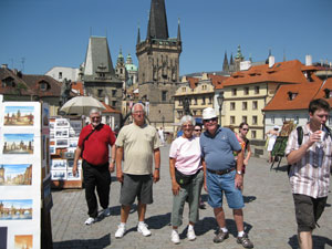 At the famous Charles Bridge in Prague