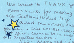 Thank you note from Tim and Nancy