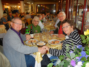 Enjoying lunch in Pompeii